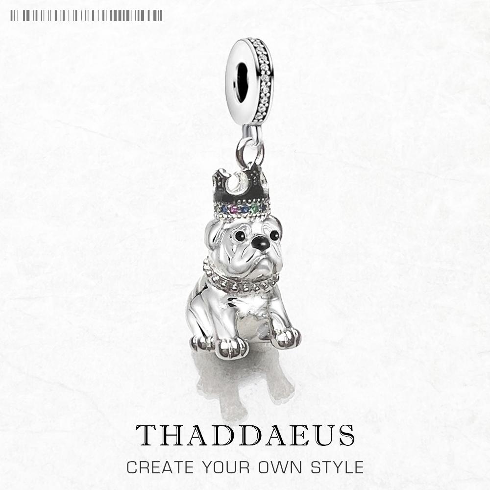 Mens Dog Tag Necklace - Fashion Bulldog With Crown Pendant Charm
