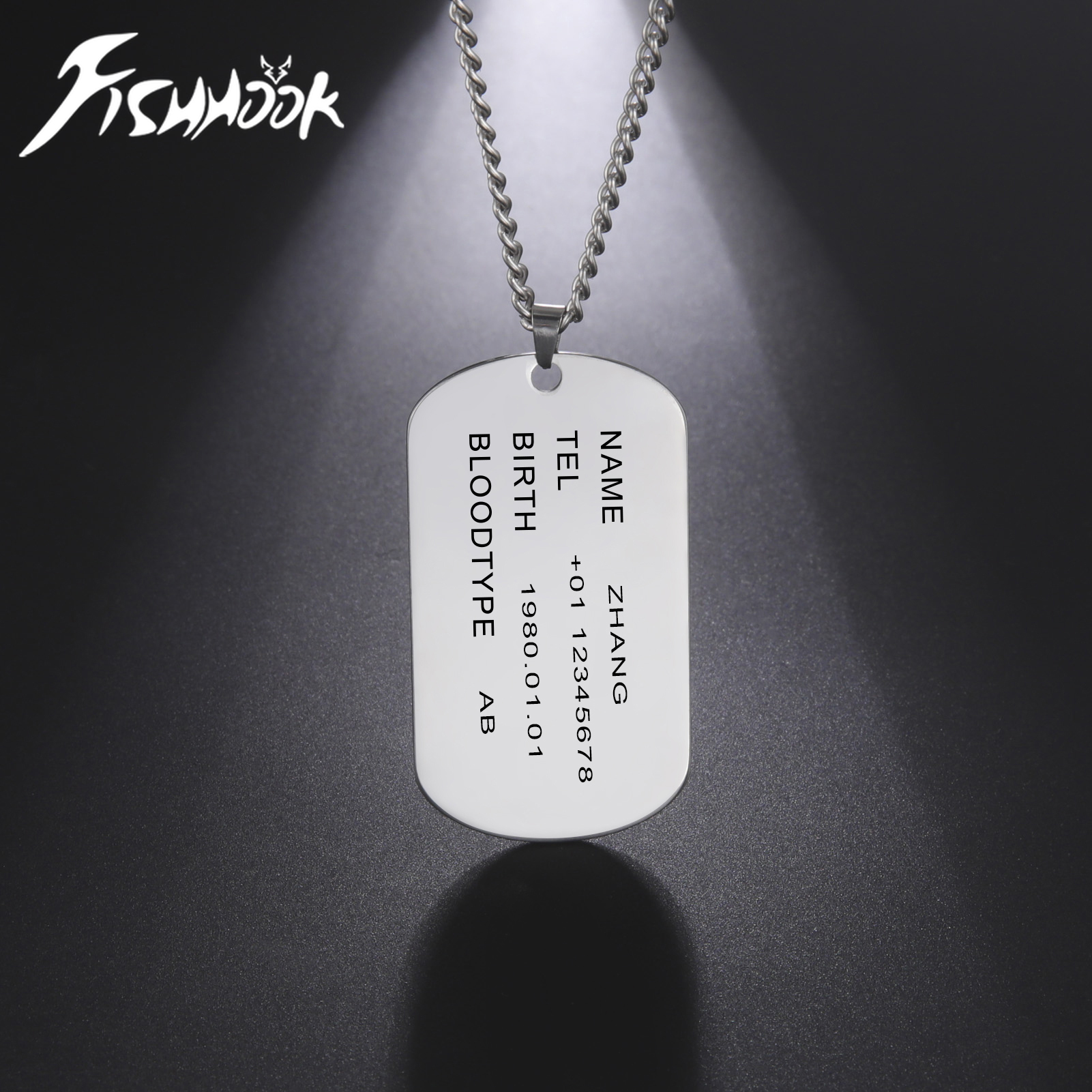 Mens Dog Tag Necklace - Military Army Tactical Personalized Bar Dog