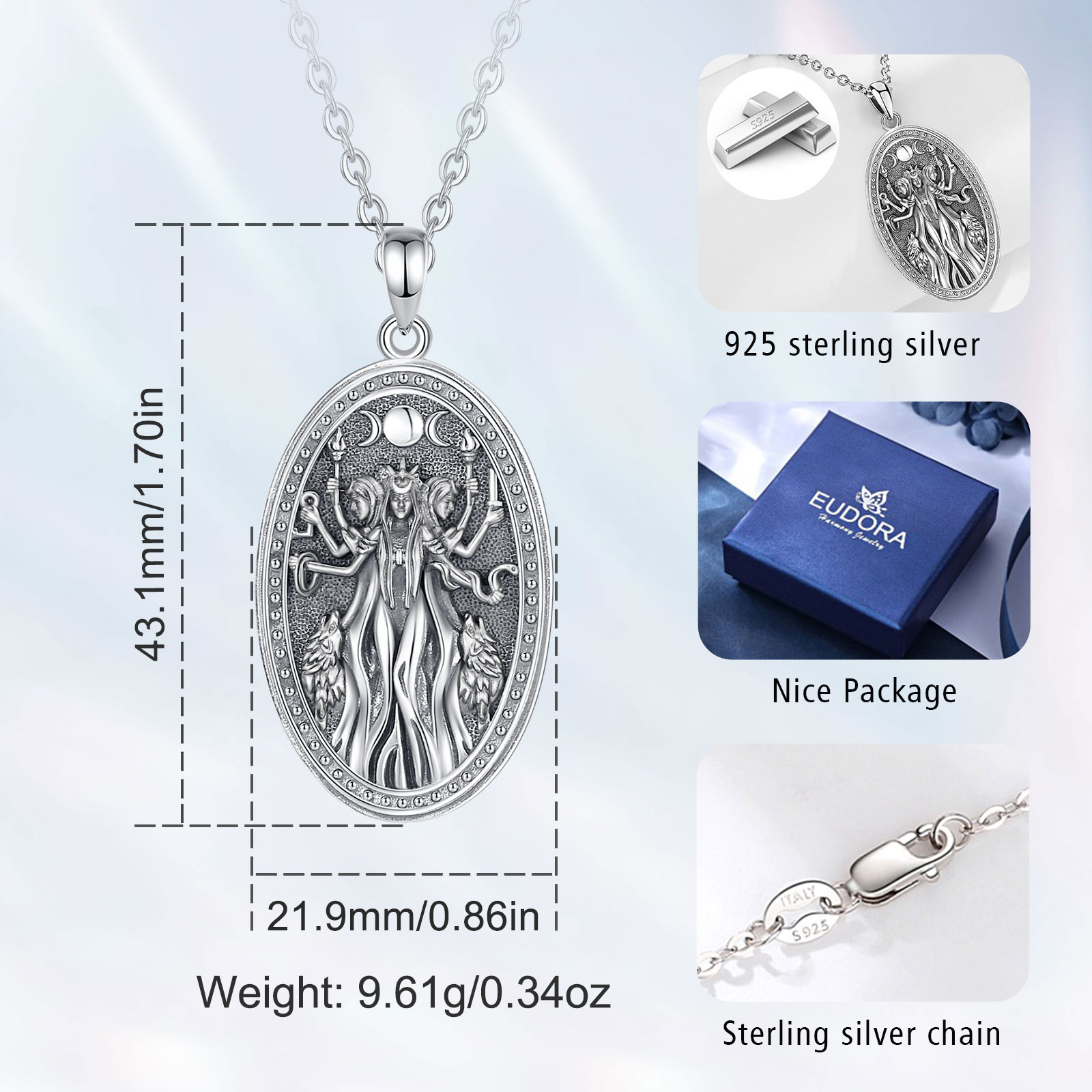 Eudora 925 Sterling Silver Tri - Mens Dog Tag Necklace recensie en prijs