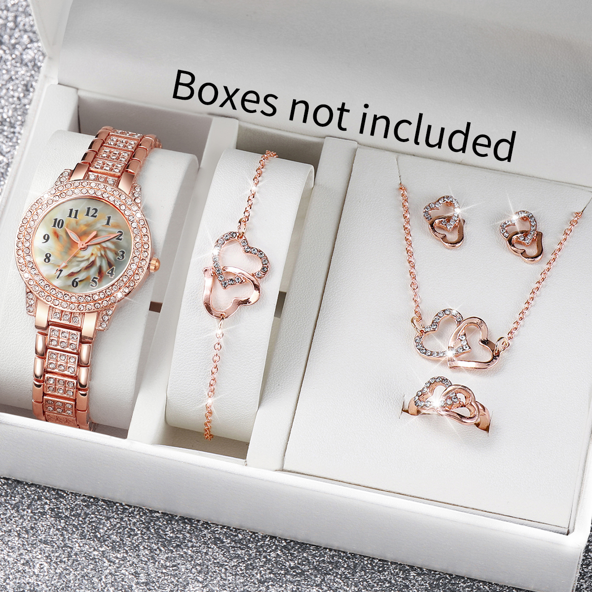 6PCS Luxury Rhinestone Women Q - Mystery Jewelry Jar Watches recensie en prijs