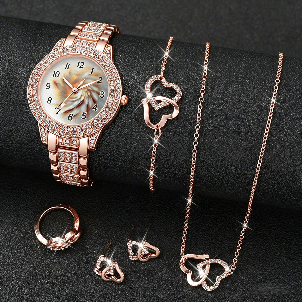 6PCS Luxury Rhinestone Women Q - Mystery Jewelry Jar Watches recensie en prijs