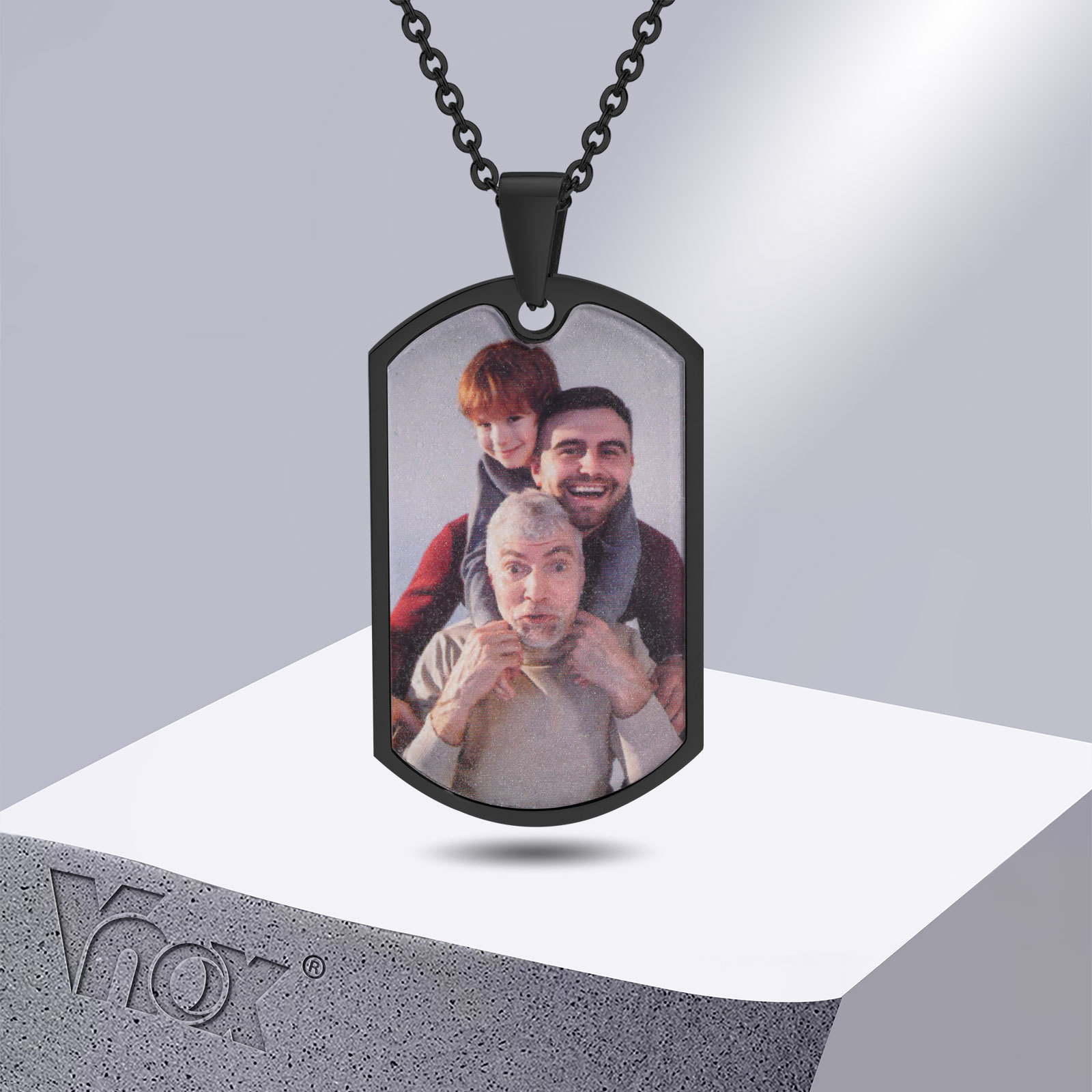 Vnox Free Custom Photos Words  - Mens Dog Tag Necklace recensie en prijs