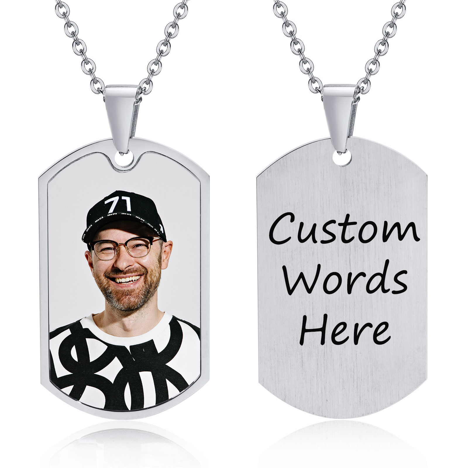 Vnox Free Custom Photos Words  - Mens Dog Tag Necklace recensie en prijs