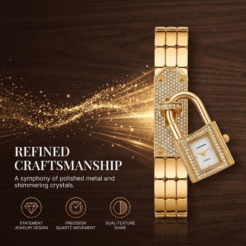 Gold Lock-Shaped Women's Watch - Mystery Jewelry Jar Watches recensie en prijs