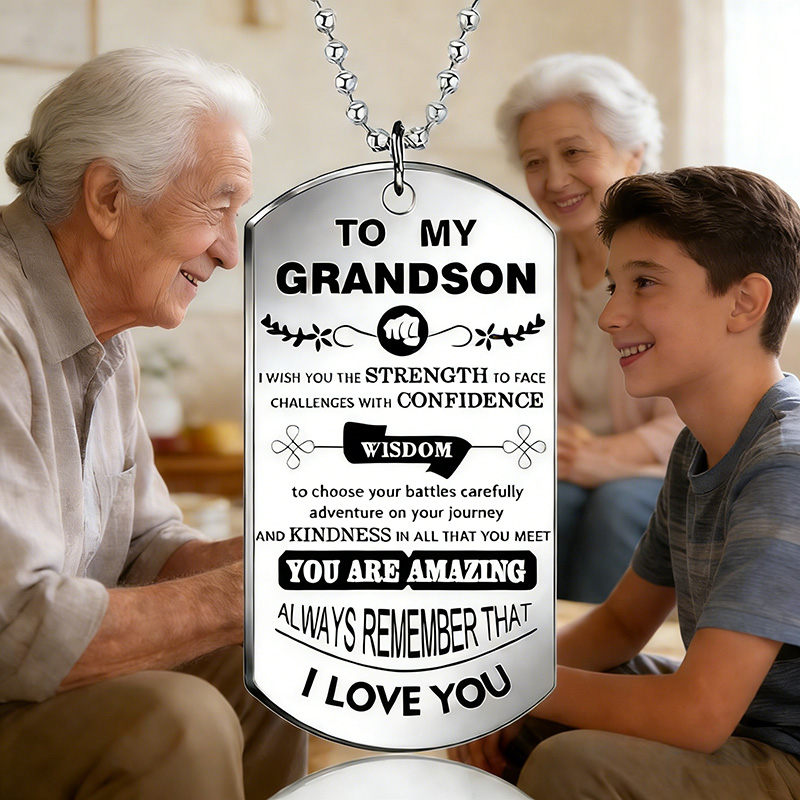 To My Grandson Inspirational N - Mens Dog Tag Necklace recensie en prijs
