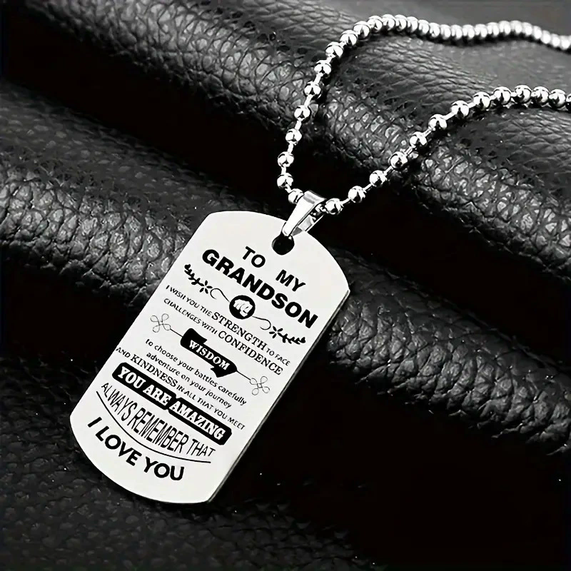 To My Grandson Inspirational N - Mens Dog Tag Necklace recensie en prijs