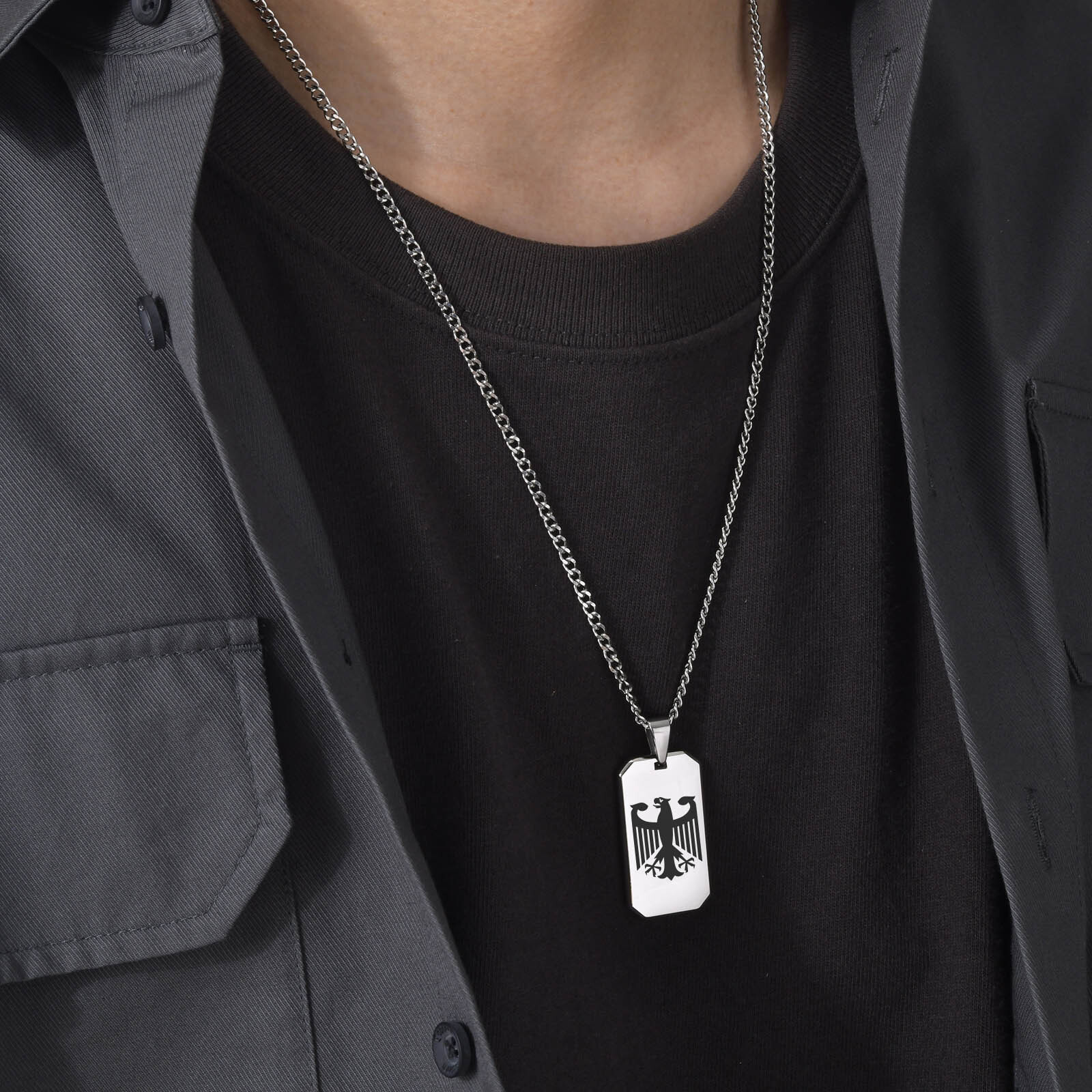 German Eagle Square Neckalces  - Mens Dog Tag Necklace recensie en prijs