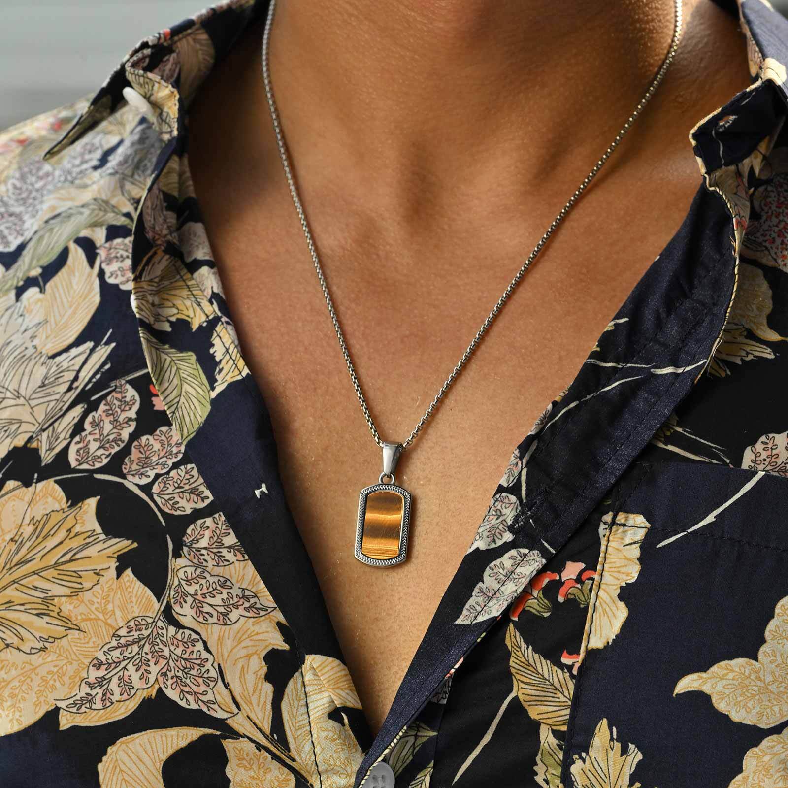 Vnox Stainless Steel Tiger Eye - Mens Dog Tag Necklace recensie en prijs