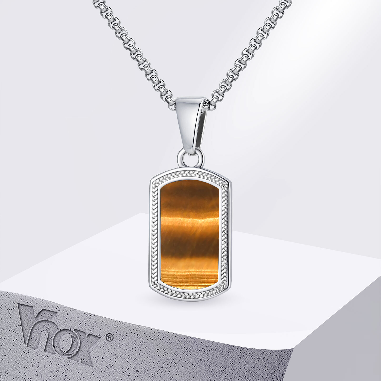 Vnox Stainless Steel Tiger Eye - Mens Dog Tag Necklace recensie en prijs