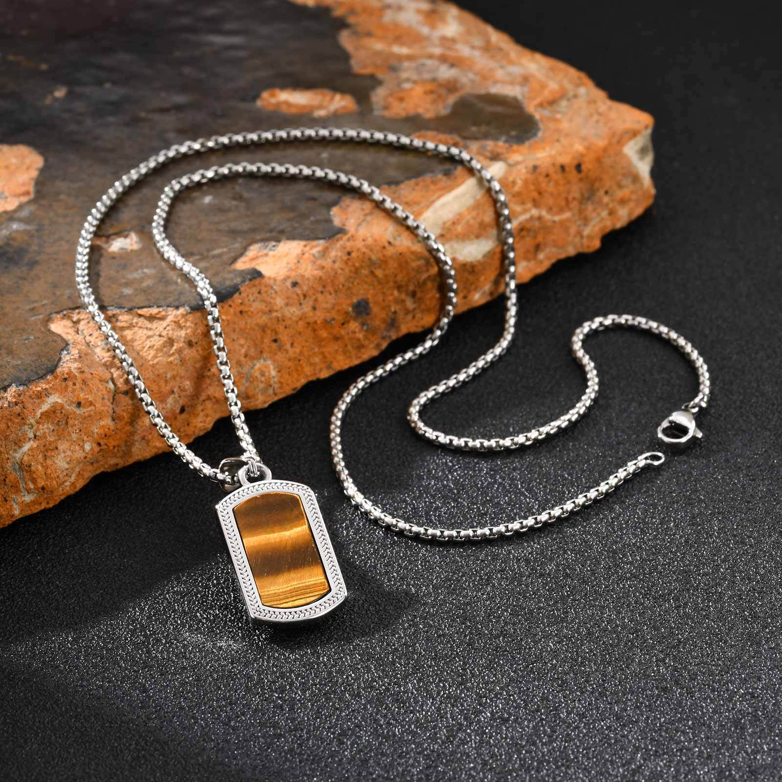 Vnox Stainless Steel Tiger Eye - Mens Dog Tag Necklace recensie en prijs